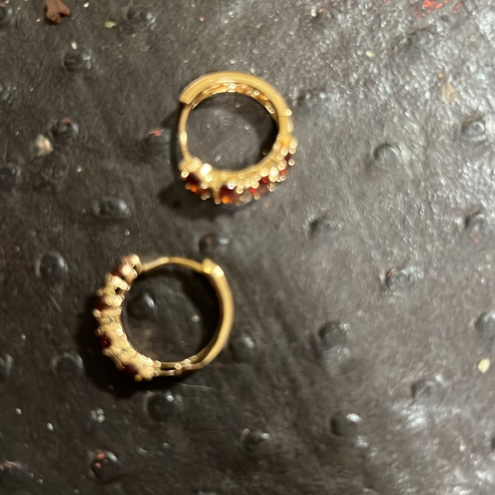 Elegant Gold- filled Red Gemstone Earrings - Picture 2 of 2